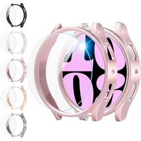 واقي شاشة Shenou لساعة Samsung Galaxy Watch 5/Galaxy Watch 4 40 مم، 【5+5 حزمة】 جراب ممتص للصدمات صلب من البولي كربونات وغطاء واقٍ من الزجاج المقسى لساعة Samsung Galaxy Watch 5/Galaxy Watch 4 40 مم