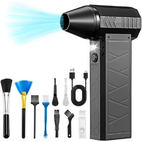 Duster Air Air مضغوط ، 180000 دورة في الدقيقة هواء كولون محمول مع ضوء LED ، 4 ترس من منفاخ الغبار القابل للتعديل ، مروحة توربو مصغرة ، هواء كهربائي لتنظيف الكمبيوتر ، منظف لوحة المفاتيح ، سيارة ، منزل