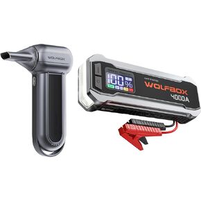 WOLFBOX MF100 Electric Air Duster-150000RPM Brushless Motor & WOLFBOX 4000A Jump Starter,12V Car Battery Jump Starter
