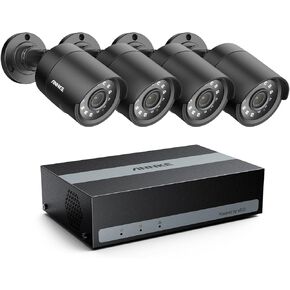 ANNKE Security Camera System, 8CH 3K Lite DVR with 1TB eSSD, H.265 Hybrid 5-in-1 Surveillance DVR, AI Human& Vehicle Detection, 4X 2MP Bullet Wired Black Cams with 100ft/30m Night Vision, IP66