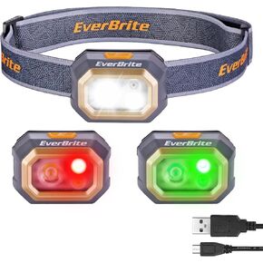 EverBrite Rechargeable Headlamp, 700 Lumens Head lamp for Adults, 6 Modes with White/Red/Green Light, 60° Adjustable LED Headlight for Hunting, Running, and Hiking