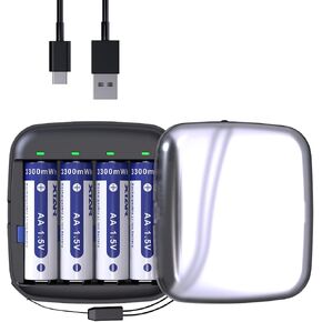 XTAR AA 1.5V بطاريات ليثيوم قابلة لإعادة الشحن ، 3300MWH ، 4 عدد مع شاحن BC4