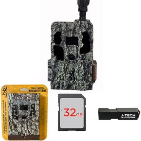 Browning Defender Pro Scout Max HD Trail Game Camera Bundle Includes Security Box + 32GB Memory Card and J-TECH Card Reader (24MP) | BTCPSMHD