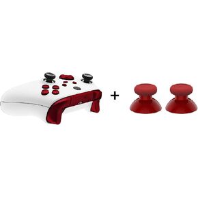 eXtremeRate Carmine Red Thumbsticks + Scarlet Red Replacement Buttons for Xbox Series X/S Controller