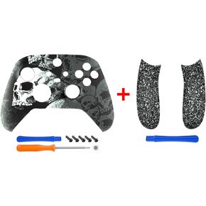 eXtremeRate Lonely Skull Patterned Shell + Replacement Left Right Side Rails for Xbox Series X/S Controller