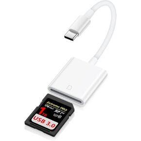 قارئ بطاقة الذاكرة SD USB C لـ iPhone 16 PRO MAX/16E/16PRO/16/15 PRO MAX/15 ، TYPE C Camera Adapter Trail Viewer USB 3.0 HISE HIE