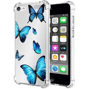Case for iPod Touch 7 / for iPod Touch 6 / for iPod Touch 5 Case Clear Case, Soft TPU Shockproof Protective Transparent Phone Cover for Apple for iPod Touch 5/6 / 7th (Butterfly)