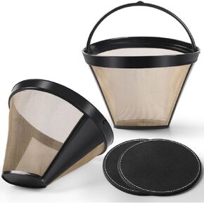 Reusable Coffee Filters 4 for Permanent Filter for Ninja Coffee Maker for Cuisinart Filter Basket Replacement (2 Coffee Filters and 2 Coffee Coasters)