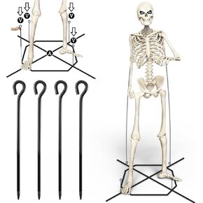 Silkfly 4 PCS 12 FT Accessories Skeleton Replacements 16 Inch Red Resakes Golvanized Ground Stakes Huchice Duty Metal Stakes for 12ft -size -size base base base v base v base v