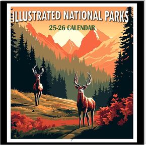 2025-2026 Calendar - National Parks 2025-2026 Wall Calendar, 18 Monthly Square Calendar from Jul.2025 - Dec.2026, 12" x 24" (Open), Calendar 2025-2026 with Thick Paper - Illustrated National Parks