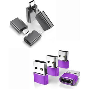 4Pack USB C Female to A Male Adapter and 4Pack USB C OTG Converter Compatible with iPhone 15 14 13 12 11 Mini Pro Max,iPad 8 Air 4 5 Mini 6,Samsung Galaxy S23 S22 S21 Note 20 Plus Ultra,Tab S8 S7
