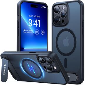 Torras Strong Magnetic و Seamless Stand for iPhone 16 Pro Max Case ، مناسب لـ Magsafe ، حماية إسقاط من الدرجة العسكرية ، حالة هاتف قابلة للتعديل لـ iPhone 16 Pro Max ، Slim Frosted Matte Black
