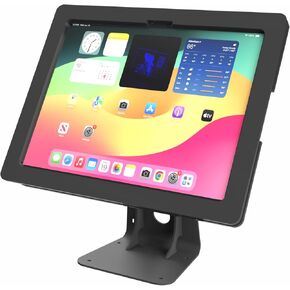 TABcare Anti-Theft Acrylic Case with 360 Rotate 180 Swivel Metal Desktop Stand & 90-Degree Charge Cable for Apple iPad 10 10.9 (Black)