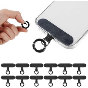 علامة تبويب حبل الهاتف 12pcs ، تصحيح حبل الهاتف الخليوي مع مشابك الحلقة ، جزء استبدال حزام الهاتف لجميع حالات الهاتف الكاملة
