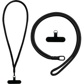 2Pack Universal Crossbody Patch Phone Lanyard Tether for Around The Neck,19in Fashion cute Phone Lanyards,Compatible with Most Smartphones(black)