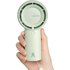 JISULIFE Handheld Portable Turbo Fan [16H Max Cooling Time], 4000mAh USB Rechargeable Personal Battery Operated Mini Small Pocket Fan with 5 Speeds for Travel/Outdoor/Vacation/Concerts - Brown