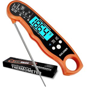 TP-01 Waterproof Digital Instant Read Meat Thermometer with 4.6 Folding Probe Backlight Calibration Function for Cooking Food Candy, BBQ Grill, Liquids,Beef(Black)