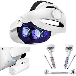 3 in 1 Head Strap & Battery & 2 in 1 Long Arms for Meta Oculus Quest 2