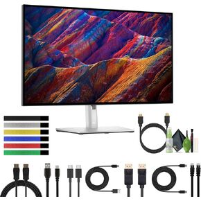 Dell UltraSharp U2723QE 27-Inch UHD HDR IPS WLED LCD 4K Monitor, 3840 x 2160 at 60 Hz with DisplayPort, HDMI USB-C Docking Hub, Computer Monitors Bundle with Cleaning Kit and More