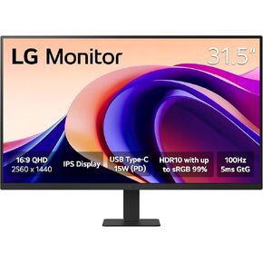 LG 32U631A-B 32-inch QHD (2560 x 1440) IPS Computer Monitor, 100Hz, 5ms, HDR10, Reader Mode, Flicker Safe, HDMI, USB Type-C 15W PD, Black in Kuwait