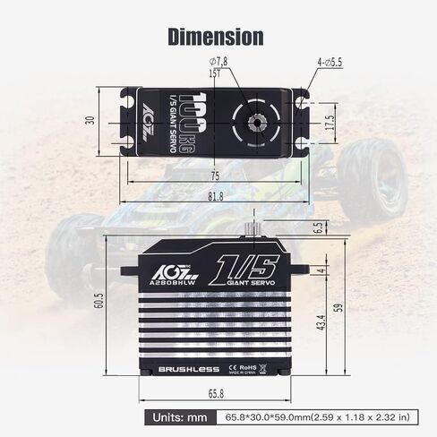 AGFRC 72KG Waterproof 1/6 RC-Servo-Motor High-Torque - 0.092Sec High Speed Brushless HV Full Metal Gear Digital Steering Servo for 1/6 Scale RC Car (A200BHMW) in Saudi Arabia