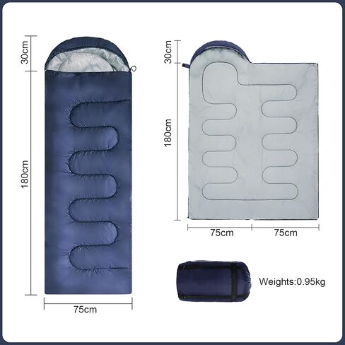 Envelope Camping Sleeping Bag 3 Seasons Warm & Cool Weather, Lightweight, Waterproof, Portable for Adults & Kids - Camping Gear Equipment Hiking Travel, Indoors and Outdoors in Kuwait