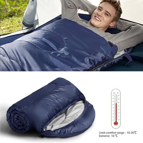 Envelope Camping Sleeping Bag 3 Seasons Warm & Cool Weather, Lightweight, Waterproof, Portable for Adults & Kids - Camping Gear Equipment Hiking Travel, Indoors and Outdoors in Kuwait