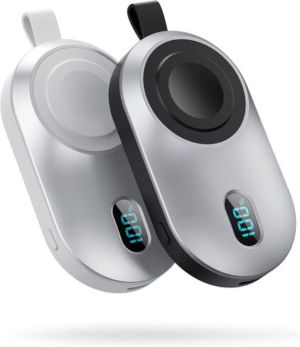 [2-Pack]Portable Charger for Apple Watch Series,Compact Wireless Magnetic iWatch Charger,2800mAh Fast Charging Power Bank for Apple Watch Series 10/9/8/7/6/SE/5/4/ 3/2/1/Nike/Ultra/Ultra 2-Black+White in Kuwait