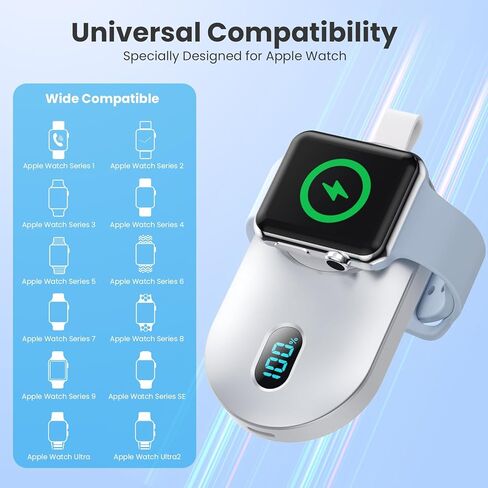 [2-Pack]Portable Charger for Apple Watch Series,Compact Wireless Magnetic iWatch Charger,2800mAh Fast Charging Power Bank for Apple Watch Series 10/9/8/7/6/SE/5/4/ 3/2/1/Nike/Ultra/Ultra 2-Black+White in Kuwait