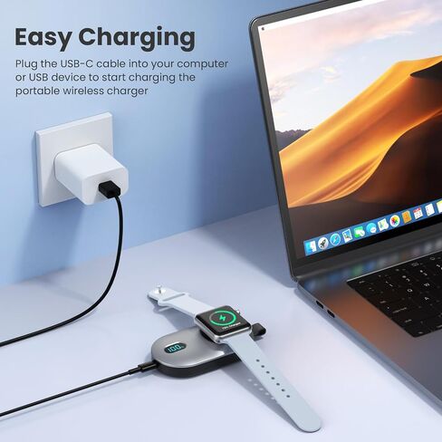 [2-Pack]Portable Charger for Apple Watch Series,Compact Wireless Magnetic iWatch Charger,2800mAh Fast Charging Power Bank for Apple Watch Series 10/9/8/7/6/SE/5/4/ 3/2/1/Nike/Ultra/Ultra 2-Black+White in Saudi Arabia