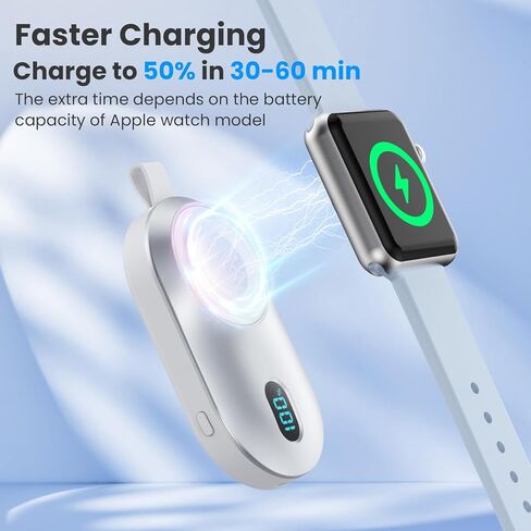 [2-Pack]Portable Charger for Apple Watch Series,Compact Wireless Magnetic iWatch Charger,2800mAh Fast Charging Power Bank for Apple Watch Series 10/9/8/7/6/SE/5/4/ 3/2/1/Nike/Ultra/Ultra 2-Black+White in Kuwait