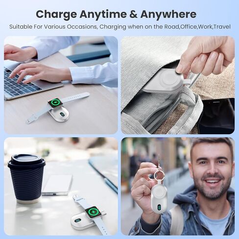 [2-Pack]Portable Charger for Apple Watch Series,Compact Wireless Magnetic iWatch Charger,2800mAh Fast Charging Power Bank for Apple Watch Series 10/9/8/7/6/SE/5/4/ 3/2/1/Nike/Ultra/Ultra 2-Black+White in Kuwait