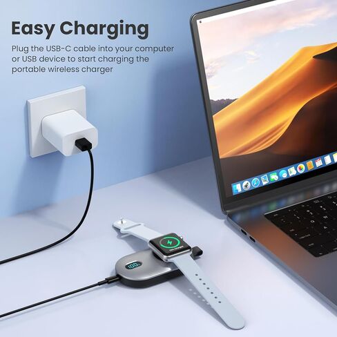 [2-Pack]Portable Charger for Apple Watch Series,Compact Wireless Magnetic iWatch Charger,2800mAh Fast Charging Power Bank for Apple Watch Series 10/9/8/7/6/SE/5/4/ 3/2/1/Nike/Ultra/Ultra 2-Black+White in Kuwait