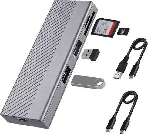 Nvme Enclosure, M.2 SSD Adapter USB 3.2/USB3.1 Gen 2 10Gbps SSD Enclosure with 2 USB 10G A Ports & SD/TF Card Reader Tool-Free for M.2 NVMe/SATA SSD in 2242/2260/2280 in Saudi Arabia