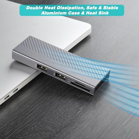 Nvme Enclosure, M.2 SSD Adapter USB 3.2/USB3.1 Gen 2 10Gbps SSD Enclosure with 2 USB 10G A Ports & SD/TF Card Reader Tool-Free for M.2 NVMe/SATA SSD in 2242/2260/2280 in Saudi Arabia