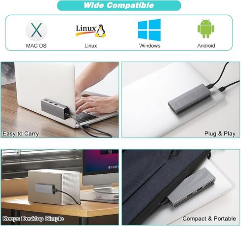 Nvme Enclosure, M.2 SSD Adapter USB 3.2/USB3.1 Gen 2 10Gbps SSD Enclosure with 2 USB 10G A Ports & SD/TF Card Reader Tool-Free for M.2 NVMe/SATA SSD in 2242/2260/2280 in Saudi Arabia