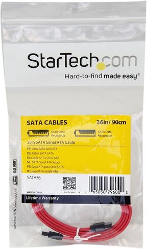 startech.com 36in cable sata - Serial ATA 150 - SATA (F) إلى (F) - 3 أقدام - أحمر - SATA36 (حزمة 2) in Kuwait