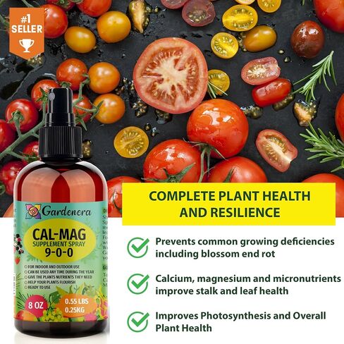 𝐏𝐑𝐄𝐌𝐈𝐔𝐌 Ultra Pure Professional Grade Cal-Mag Fertilizer Spray - 8oz Bottle - High-Grade Calcium, Magnesium & Iron Plant Supplement - Corrects Common Plant Deficiencies (9-0-0 NPK) in Saudi Arabia