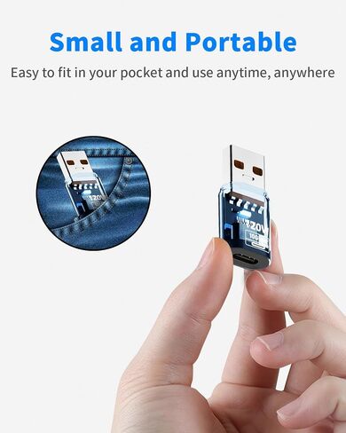 Poyiccot 10Gbps USB C Female to USB A Male Adapter 120W, USB 3.2 Type C to Type A Charger OTG Converter Transparent Compatible for iPhone 11 12 13 14 15 Pro Max, Galaxy S20 S22 S23, Earphone, Blue in Saudi Arabia