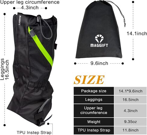 MAGGIFT Leg Gaiters,Gaiters for Hiking Waterproof and Adjustable Snow Boot Gaiters for Walking, Hunting, Mountain Climbing, and Snowshoeing in Saudi Arabia