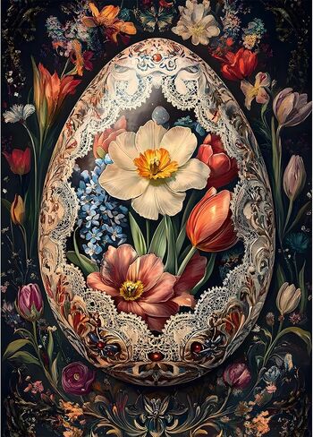 RICUVED Rabbit Diamond Painting Kits for Adults, Easter 5D Diamond Painting Egg Diamond Art Kits for Beginner, Full Round Drill Flowers Diamond Art Paint Gem Art Crafts Kits for Home Decor 12x12inch in Saudi Arabia