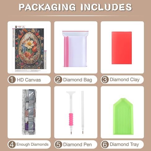 RICUVED Rabbit Diamond Painting Kits for Adults, Easter 5D Diamond Painting Egg Diamond Art Kits for Beginner, Full Round Drill Flowers Diamond Art Paint Gem Art Crafts Kits for Home Decor 12x12inch in Saudi Arabia