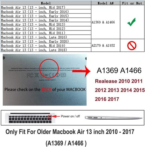 Case Ruban متوافق مع MacBook Air 13 Inch (النماذج: A1369 و A1466 ، الإصدار الأقدم 2010-2017) ، Slim Snap على غطاء الحماية الصلبة ، (منتصف الليل الأخضر) in Kuwait