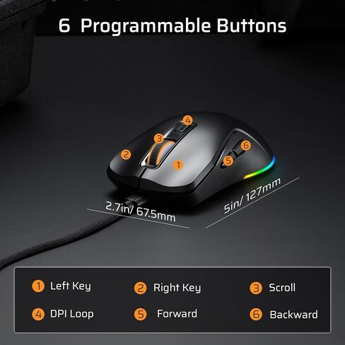 LTC GM025 Tri-Mode Wireless Gaming Mouse ، 12000 DPI PAW3311 Sensor ، Mouse Mouse 2.4GHz/BT/Wired ، 6 أزرار قابلة للبرمجة ، إضاءة RGB القابلة للتخصيص ، PRO PROGRAME in Kuwait
