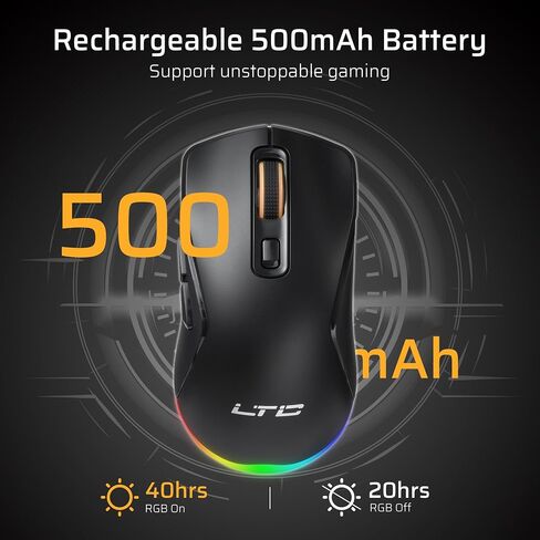 LTC GM025 Tri-Mode Wireless Gaming Mouse ، 12000 DPI PAW3311 Sensor ، Mouse Mouse 2.4GHz/BT/Wired ، 6 أزرار قابلة للبرمجة ، إضاءة RGB القابلة للتخصيص ، PRO PROGRAME in Kuwait