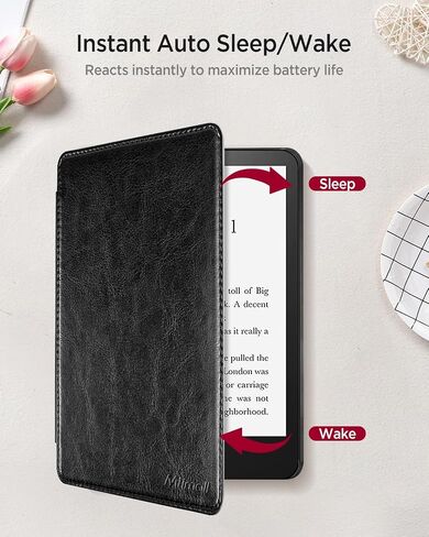 Miimall Case for Kindle Colorsoft Signature Edition & Paperwhite 12th Generation 7" 2024 Leather Case with Hand Strap, Auto Sleep Wake, Protective Cover Cases for Kindle Paperwhite 12th(Coffee) in Saudi Arabia