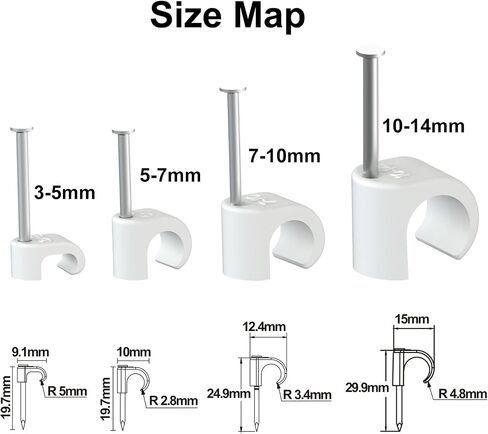 White Cable Clips Pack of 200, Heavy-Duty Nail in Wire Clips, 304 Stainless Steel, UV and Weather Resistant, Cable Wire Management for Phone and Ethernet Wire, Power Cords, Tube in Kuwait