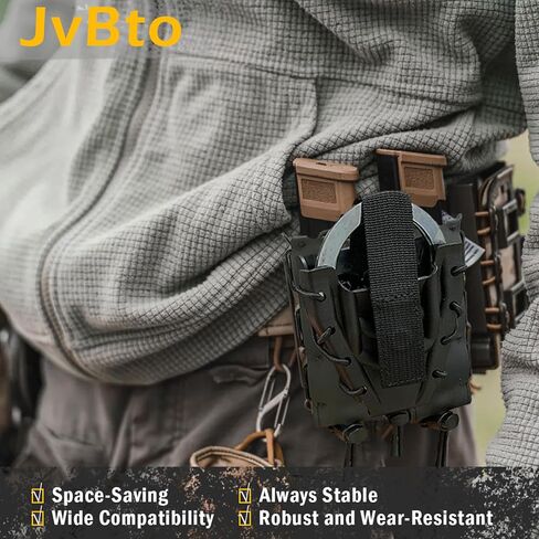 Double Hangcuff Case I Double Magazine & Hangcuff Pouch, Cuff Holster I Mags and Cuff Combo Holder, for Chained/Hinged | 9mm/Glock, fit Duty Belt/Tactical MOLLE Vest in Saudi Arabia