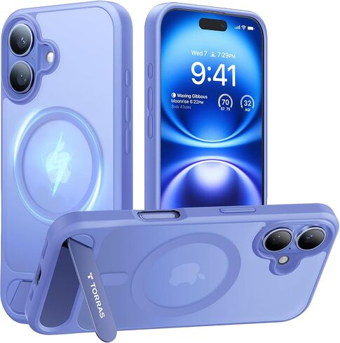 حامل TORRAS مغناطيسي قوي بدون خياطة لهاتف iPhone 17 Pro Max باللون الأزرق العميق | مناسب لـ MagSafe، حماية من السقوط من الدرجة العسكرية، مسند غير مرئي قابل للتعديل، زر التحكم في الكاميرا، غير لامع شفاف in Kuwait