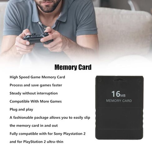 PS2 Memory Card, High Speed Game Memory Card, Portable Memory Cards Replacement, Compatible with PS2 Accessories for Saving Games and Information (64MB) in Kuwait